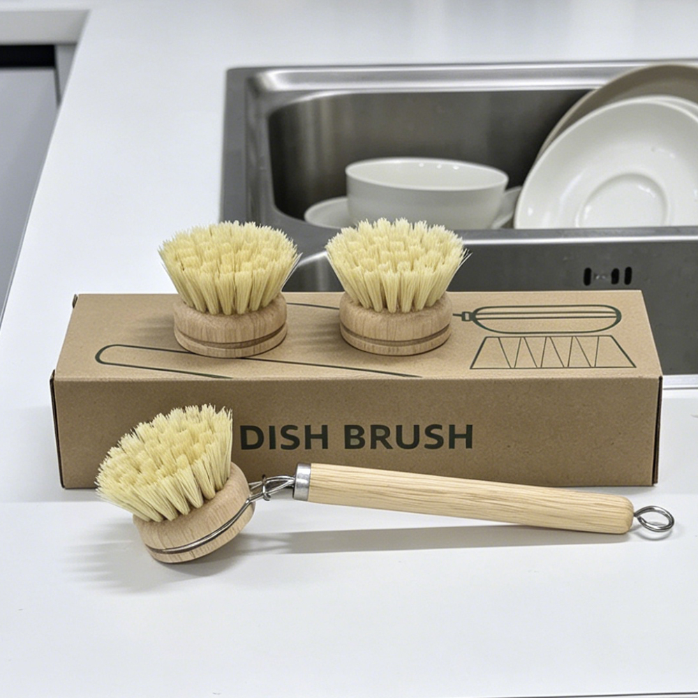 Dish Brush Bamboo - Ahşap Saplı Bulaşık Fırçası Seti, 3